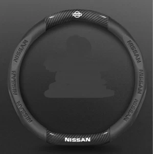 15" PU Leather+Carbon fiber Steering Wheel Cover For Nissan Note Pathfinder - Picture 1 of 12