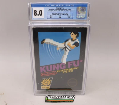 Kung Fu Nintendo NES CIB 1989 Black Box Ver. w/Hangtab CGC 8.0 w/9.6 Cart! - Image 1 of 4