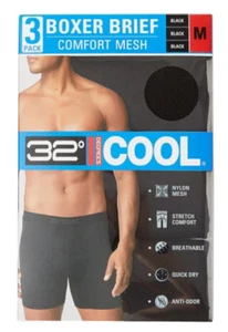 NEW 32 Degrees 3-Pack Comfort Mesh Men's Boxer Brief Black, size Medium - Picture 1 of 4