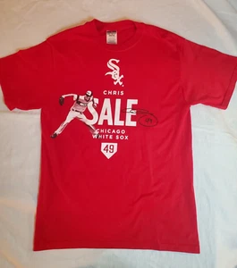 Chicago White Sox Chris Sale #49 Red T-Shirt Men's Sz M Facsimile Autograph - Picture 1 of 12