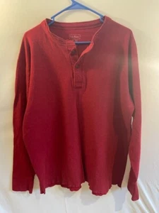 LL Bean Shirt Two Layer River Driver Henley Black Cherry Red XL - Reg - Picture 1 of 3