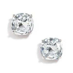 NWT Kate Spade Square Stud Earrings Clear Silver - Picture 1 of 5