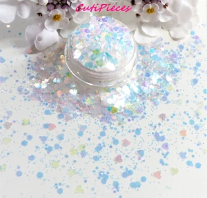 Nail Art Grossa *MiNe* Olografica Iridescente Cuore Esagonale Sirena Glitter Vaso 5ml - Foto 1 di 5