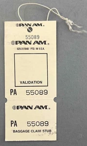 PAN AM VINTAGE AIRLINE BAG STRAP TAG BAGGAGE LUGGAGE LABEL PAA UNUSED - Picture 1 of 2