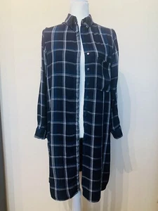 Zara shirt dress fall plaid blue sz M - Picture 1 of 9