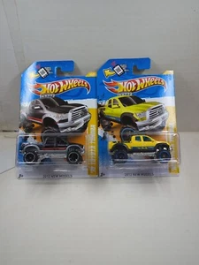 Lot of 2 - 2012 Hot Wheels New Models - '10 Toyota Tundra - Yellow & Black - Picture 1 of 4