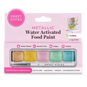 Sweet Sticks Floral Theme Palette - Metallic Water Activated Food Paint - Picture 1 of 6