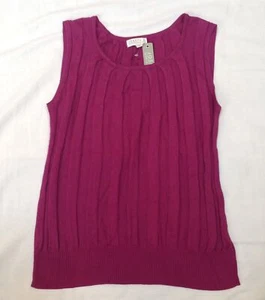 NWT women Joseph A magenta wide ribbed casual dress sleeveless knit shirt top XL - Imagen 1 de 3