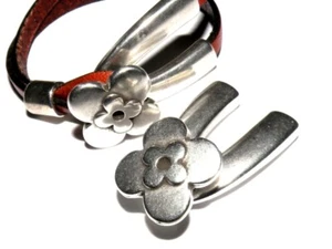 Large Daisy Hook Clasp - Antique Silver - 5mm Hole - Picture 1 of 1
