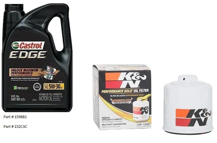 Castrol EDGE Advanced 5W-30 Full Synthetic Motor Oil: 5 Quarts  w/K&N Oil Filter - Image 1 of 1