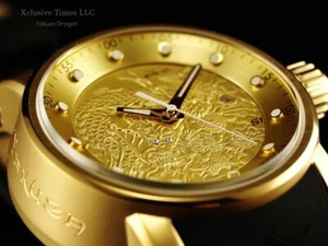 NWT Invicta Men's S1 Yakuza Dragon Automatic Gold Tone IP Brown Strap SS Watch - Picture 1 of 7