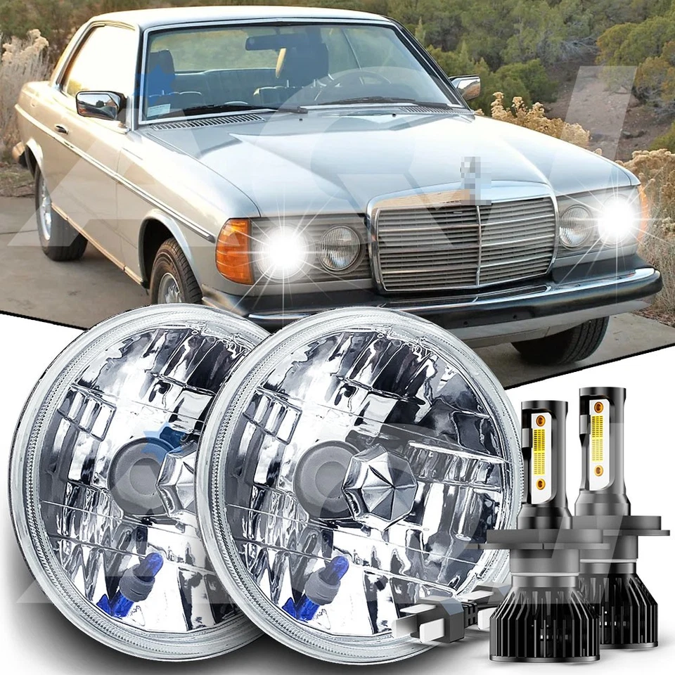 For Mercedes-Benz 300CD 1978-1985 Bright White 7" Round H4 Headlights Kit — 第 1/4 张图片