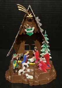 "Juego de belén miniatura de plástico vintage de 6"" techo brillante hecho en China **LEER" - Imagen 1 de 9