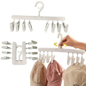 Foldable Clothes Hanger with 24 Clips 3 Pack Travel Clothes Drying Racks Wind... - Picture 1 of 7