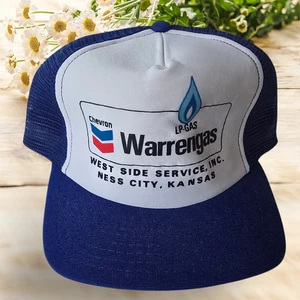 Vintage CHEVRON WARRENGAS KANSAS, SnapBack Trucker Hat Cap Mesh Foam - Picture 1 of 8