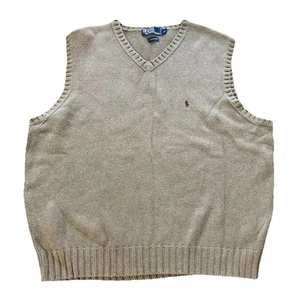 Vtg Polo Ralph Lauren Mens Sweater Vest Sz XL Green Pony Cotton Preppy Academia - Picture 1 of 6