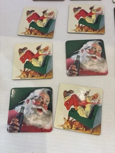 Vintage Coke Christmas Coasters Set Of 17 Cardboard With Cork Backing - Picture 1 of 5