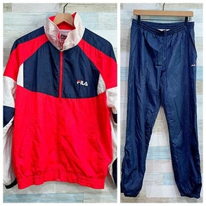 Chándal FILA Vintage Años 90 Nylon Bloques de Color Rojo Azul Blanco Para Hombre 40 34x Mediano - Imagen 1 de 12