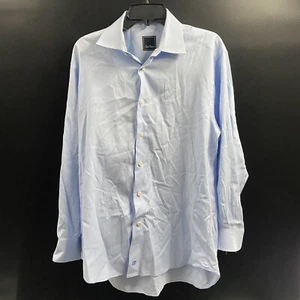 David Donahue Men's Blue Dots Long Sleeve Dress Shirt Regular Fit Size 16-32/33 - Picture 1 of 6