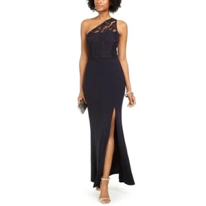 Adrianna Papel Women's Blue Lace Gown One Shoulder Formal Dress Size 10 NWOT - Picture 1 of 8