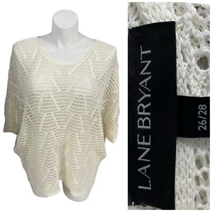 Lane Bryant Sweater Womens Size 26/28 Boho Open Knit Cream Feminine Cottage - Picture 1 of 15