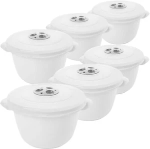 Mikrowellengeschirr 6er Set 1.5L mit Deckel, Dampfregelventil, Griff Weiß - Bild 1 von 5