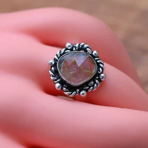 Goldener Rutilquarz Ring versilbert Ring Quarz Edelstein Ringgröße"8 - Bild 1 von 7