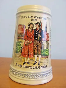 1989 11.1VV ASV-WANDERTAGE ROTHENBURGO.D. TAUBER SEIT 1911 GERMANY BEER STEIN - Picture 1 of 5