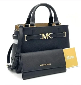 Michael Kors Reed Small Two-Tone Pebbled Leather Belted Satchel + Wallet Set - Picture 1 of 8