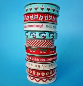 10 x ROLLS OF DOVECRAFT 1cm x 2mtr CREATIVE CHRISTMAS GROSGRAIN RIBBONS ~ NEW - Picture 1 of 4