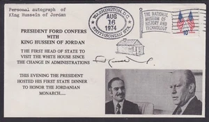 King Hussein of Jordan signed 1974 Special Event Cover, Dinner w/ President Ford - Picture 1 of 1