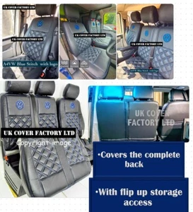 VAN SEAT COVERS FOVW TRANSPORTER T5 T6 BLUE BENTLEY VW A4VW - Picture 1 of 10