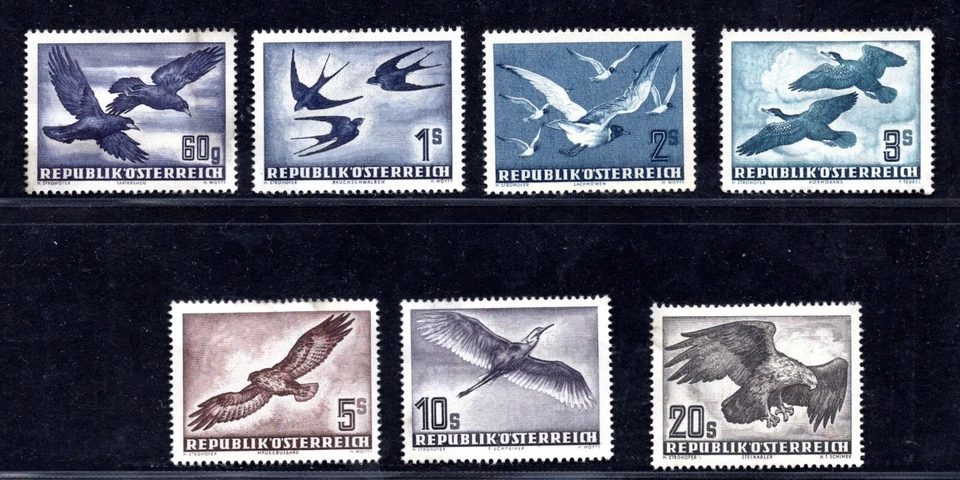 AUSTRIA 1950-1953 AIR MAIL SET SC. # C54-C50 MINT MOST NEVER HINGED GUM BLEEDS - Image 1 of 2