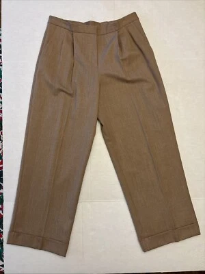 Pantalones de vestir vintage Worth para mujer pantalones 92 % lana plisados forrados marrón tostado talla 10 Foto 1 de 4