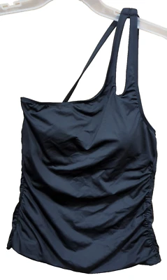 NEW La Blanca Standard Island Goddess One Shoulder Size 6 Tankini Top Black L2 - Image 1 of 4