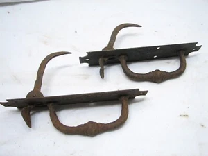 Pair Antique Hand Forged Iron Door Handle Latch Pull Colonial Thumb Wrought - Picture 1 of 5