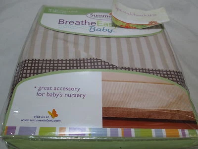 Nueva Falda Cuna Bebé Verano Infantil Respiración Fácil ~ Chocolate/Marrón Tostado Rayas  Foto 1 de 4