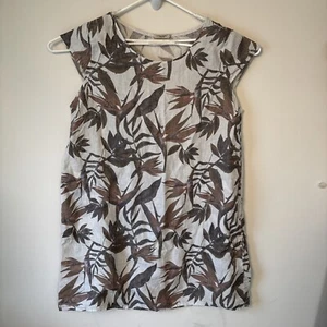 Lungo L'arno Womens 2X Tropical 100% Linen Dress Floral Leaf Print Italy 451 - Imagen 1 de 9