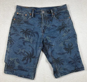 Levi's 502 Denim Jean Shorts Blue Tropical Print Palm Tree Hawaiian Men's Sz 29 - Picture 1 of 10