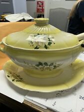 Vintage Flower Themed Soup Tureen with Ladle And Platter