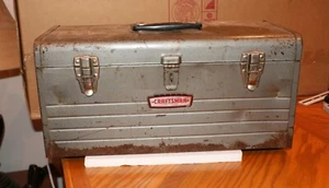 ANTIQUE VINTAGE CRAFTSMAN SILVER GRAY TOOLBOX TOOL BOX - Picture 1 of 8
