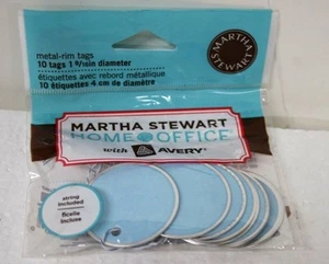 Martha Stewart Heimbüro BLAU Metallrand Etiketten 1-9/16" Durchmesser NEU 20 Etiketten - Bild 1 von 2