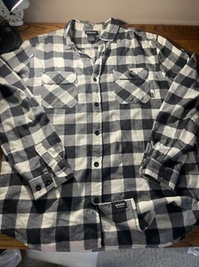 Men's Burton black/white check long slv flannel shirt, size L - Picture 1 of 13