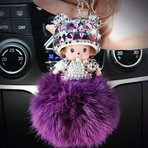 MONCHICHI Taschenanhänger Haarball Strass Auto Anhänger Schlüsselanhänger - Bild 1 von 26