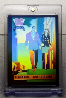 1992 DC Hologram Card CLARK KENT AND LOIS LANE. FREE ONE-TOUCH-HOLDER - Image 1 of 2