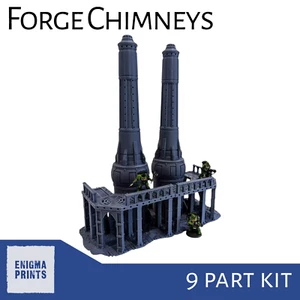 Forge Chimneys - 28mm 3D Printed Industrial Terrain for Tabletop Wargaming - Picture 1 of 8