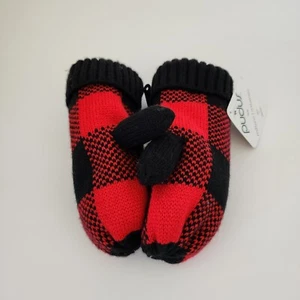 PUDUS Mittens Buffalo Plaid Sherpa Lined Red Black New With Tags Kids - Picture 1 of 4