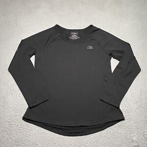 L.L. Bean Base Layer T Shirt Womens Medium Black Polyester Spandex Long Sleeve