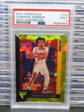 2020-21 Flux Cameron Johnson Gold Cracked Ice Prizm Rookie RC #10/10 PSA 9