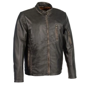 Milwaukee Leather Men's Sheepskin Moto Racer Leather Jacket w/ Throat Latch - Picture 1 of 3
